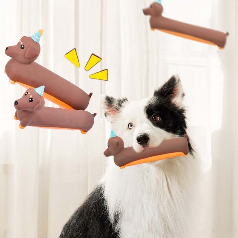 Dog Muzzle Silicone - Cão mascar brinquedo simulado dachshund mordida